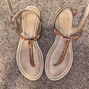 Aldo T strap jeweled sandals